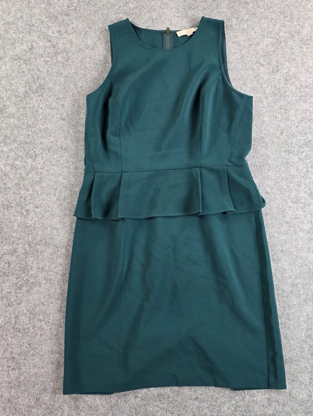 LOFT Teal Sleeveless Peplum Midi Sheath Dress